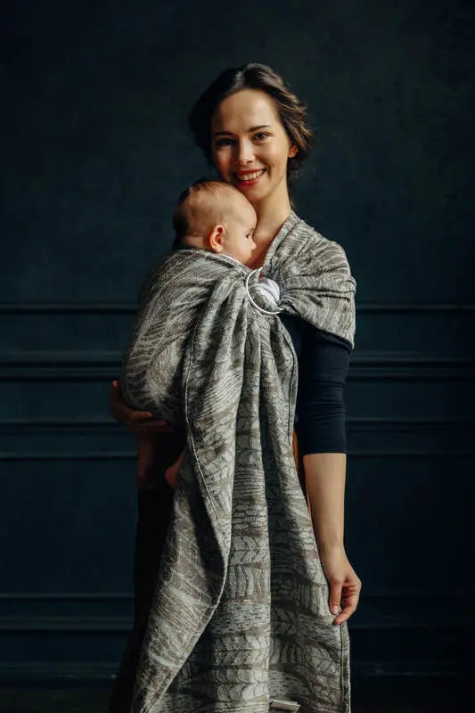 Ring Sling, Jacquard Weave, with gathered shoulder (63% cotton, 37% silk) - SKETCHES OF NATURE - EPIC - standard 1.8m - Woven Baby    ring_slings    #