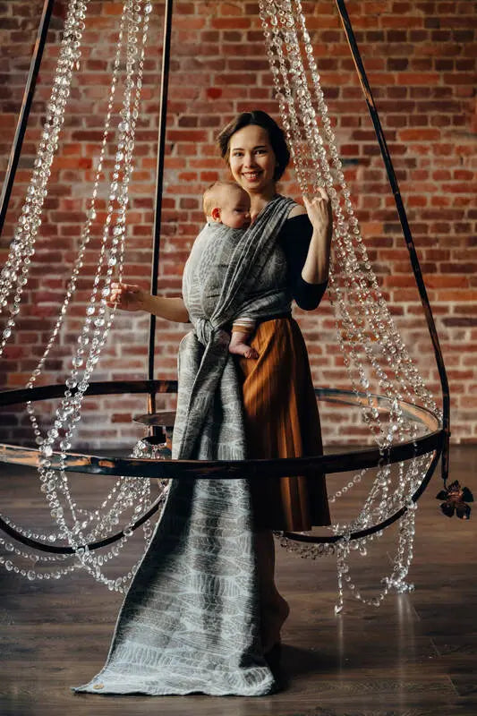 Baby Wrap, Jacquard Weave (63% cotton, 37% silk) - SKETCHES OF NATURE - EPIC - Woven Baby Size - L-Size - S   long_woven_wraps    #