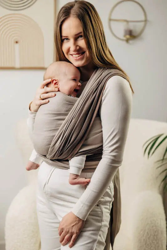 My First Baby Sling, Herringbone Weave (100% cotton) - LITTLE HERRINGBONE BABY CAFFE LATTE (grade B) - Woven Baby M - 6   long_woven_wraps    #
