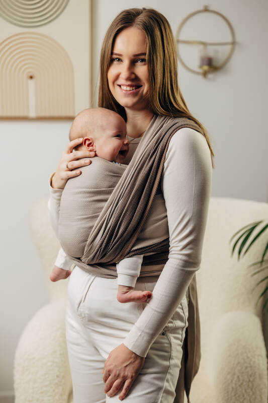 My First Baby Sling, Herringbone Weave (100% cotton) - LITTLE HERRINGBONE BABY CAFFE LATTE