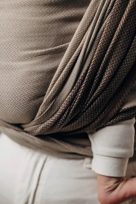 My First Baby Sling, Herringbone Weave (100% cotton) - LITTLE HERRINGBONE BABY CAFFE LATTE (grade B) - Woven Baby Size - M-Size - S   long_woven_wraps    #