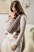 My First Baby Sling, Herringbone Weave (100% cotton) - LITTLE HERRINGBONE BABY CAFFE LATTE - Woven Baby XS - 4   long_woven_wraps    #