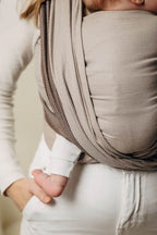 My First Baby Sling, Herringbone Weave (100% cotton) - LITTLE HERRINGBONE BABY CAFFE LATTE - Woven Baby XS - 4   long_woven_wraps    #