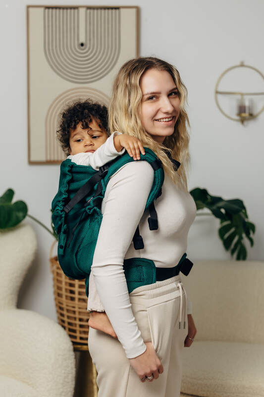 LennyPreschool Carrier, herringbone weave 100% cotton - EMERALD