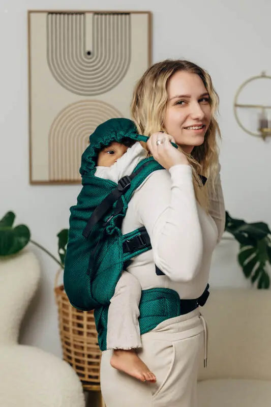 LennyPreschool Carrier, herringbone weave 100% cotton - EMERALD - Woven Baby Size - Preschool   lenny_preschool    #