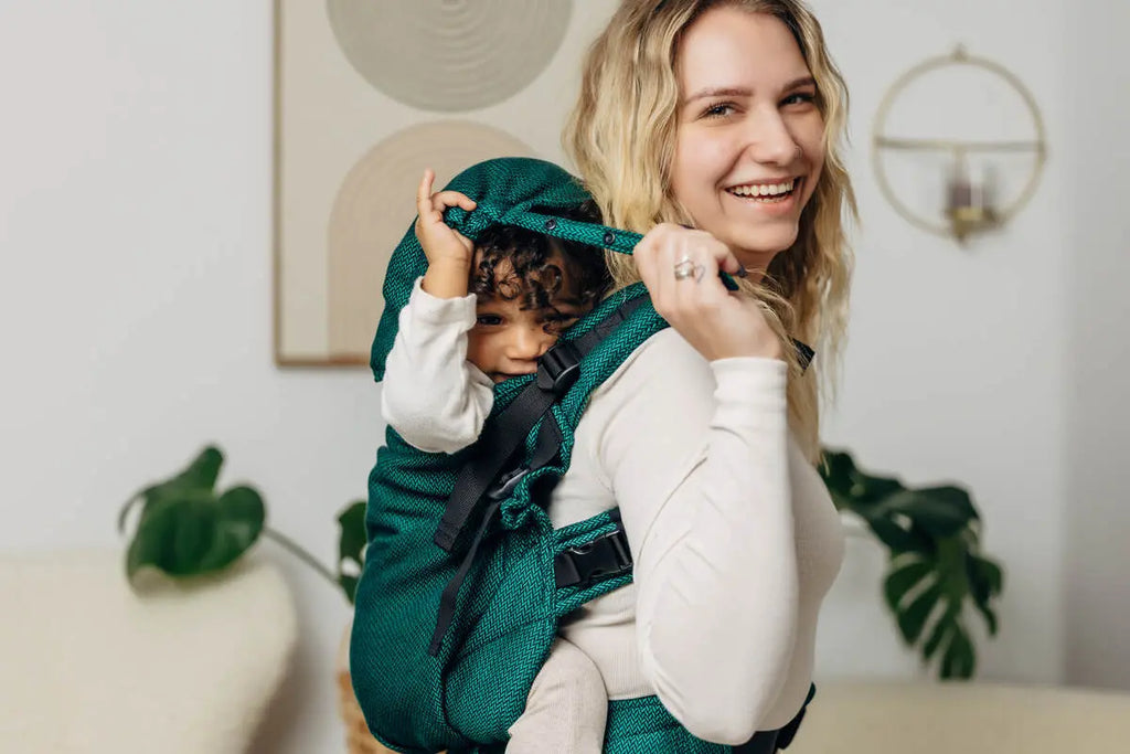 LennyPreschool Carrier, herringbone weave 100% cotton - EMERALD - Woven Baby Preschool   lenny_preschool    #