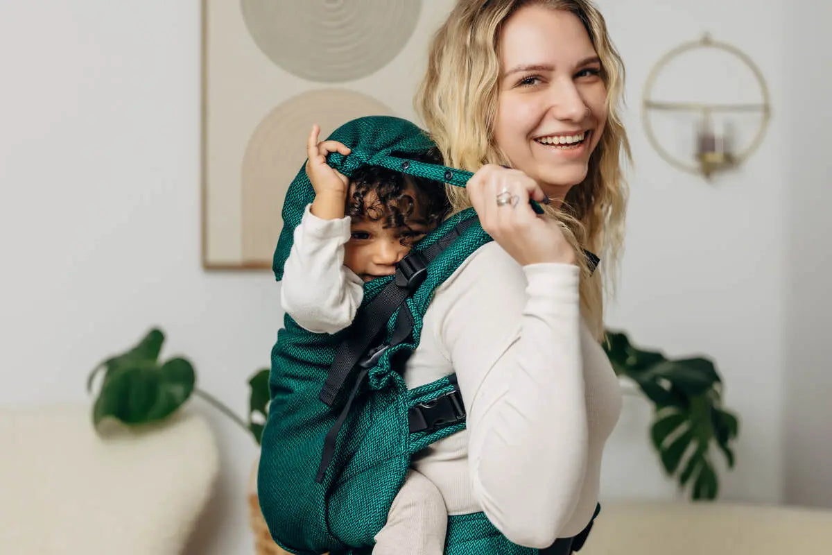 LennyPreschool Carrier, herringbone weave 100% cotton - EMERALD - Woven Baby Size - Preschool   lenny_preschool    #