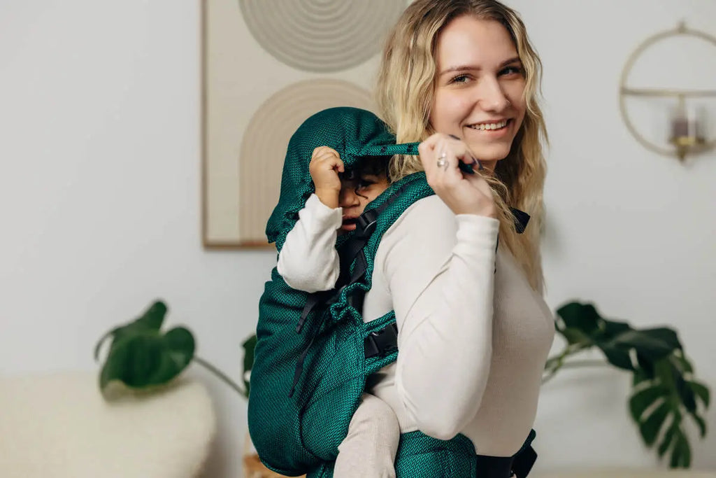LennyPreschool Carrier, herringbone weave 100% cotton - EMERALD - Woven Baby Preschool   lenny_preschool    #