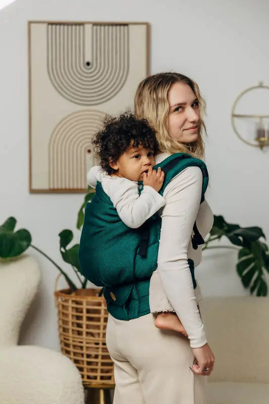 LennyPreschool Carrier, herringbone weave 100% cotton - EMERALD - Woven Baby Size - Preschool   lenny_preschool    #