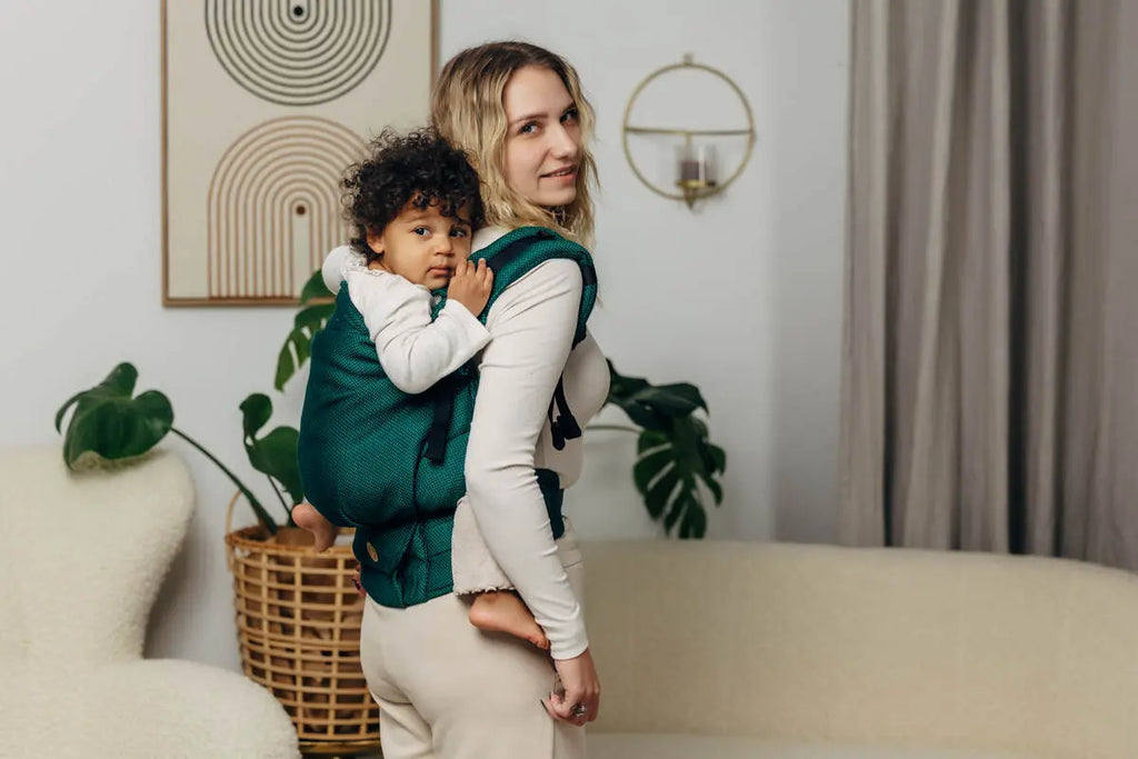 LennyPreschool Carrier, herringbone weave 100% cotton - EMERALD - Woven Baby Preschool   lenny_preschool    #
