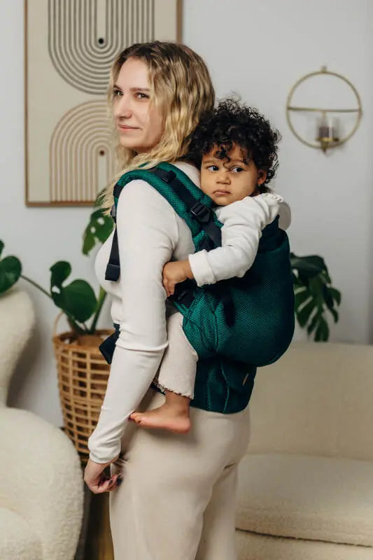 LennyPreschool Carrier, herringbone weave 100% cotton - EMERALD - Woven Baby Preschool   lenny_preschool    #