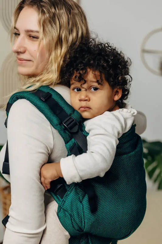 LennyPreschool Carrier, herringbone weave 100% cotton - EMERALD - Woven Baby Preschool   lenny_preschool    #