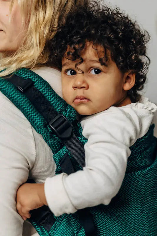 LennyPreschool Carrier, herringbone weave 100% cotton - EMERALD - Woven Baby Preschool   lenny_preschool    #