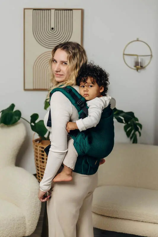 LennyPreschool Carrier, herringbone weave 100% cotton - EMERALD - Woven Baby Preschool   lenny_preschool    #