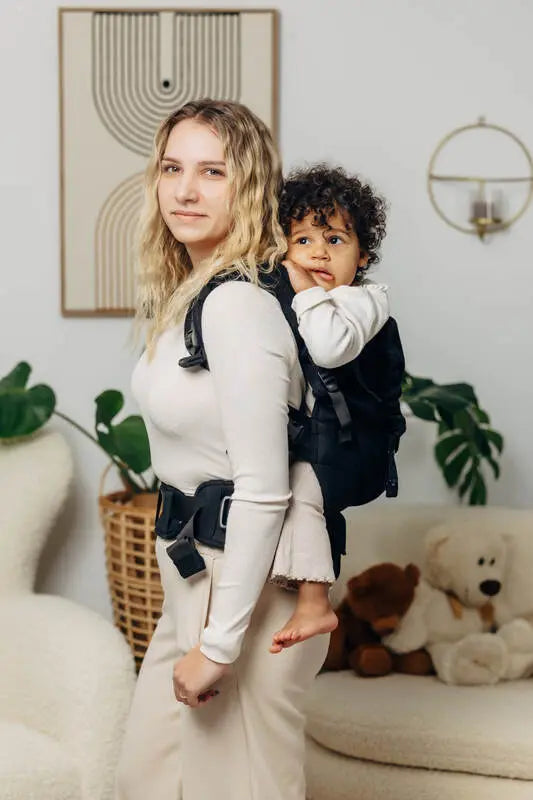 LennyPreschool Carrier, herringbone weave 100% cotton - LITTLE HERRINGBONE EBONY BLACK - Woven Baby Size - Preschool   lenny_preschool    #