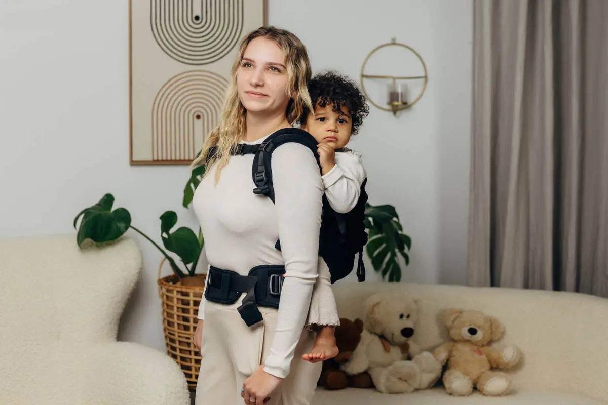 LennyPreschool Carrier, herringbone weave 100% cotton - LITTLE HERRINGBONE EBONY BLACK - Woven Baby Size - Preschool   lenny_preschool    #