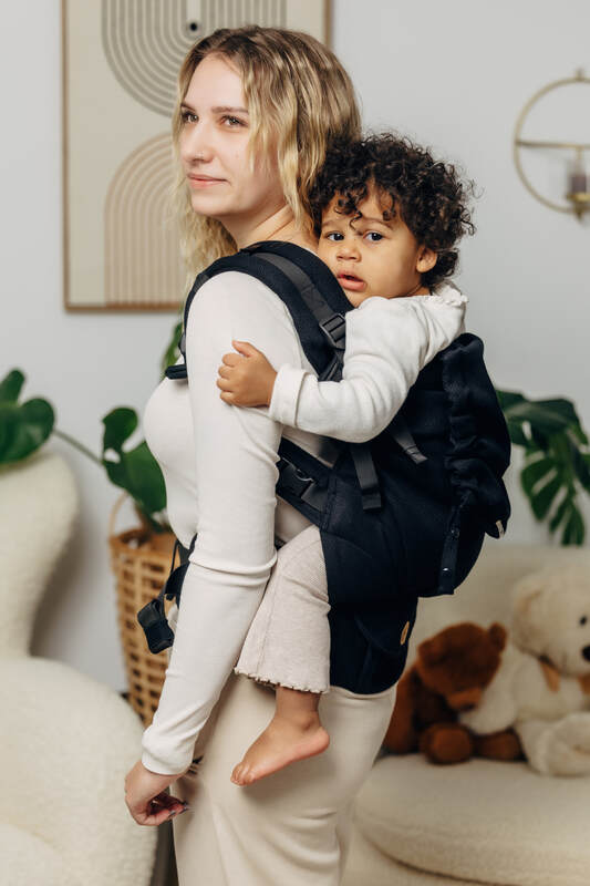 LennyPreschool Carrier, herringbone weave 100% cotton - LITTLE HERRINGBONE EBONY BLACK
