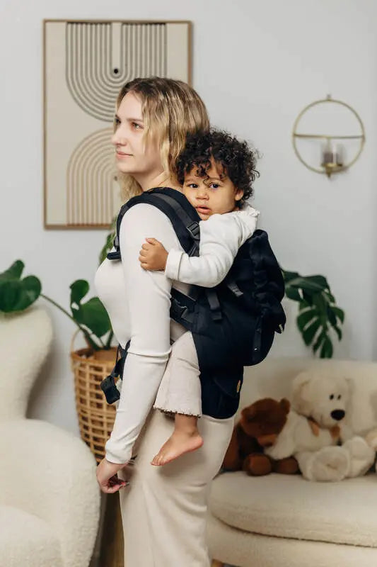 LennyPreschool Carrier, herringbone weave 100% cotton - LITTLE HERRINGBONE EBONY BLACK - Woven Baby Size - Preschool   lenny_preschool    #