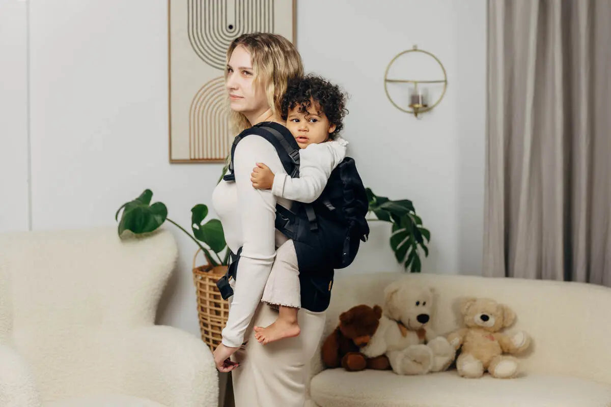 LennyPreschool Carrier, herringbone weave 100% cotton - LITTLE HERRINGBONE EBONY BLACK - Woven Baby Size - Preschool   lenny_preschool    #