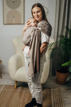 My First Ring Sling, Herringbone Weave (100% cotton) - with gathered shoulder - LITTLE HERRINGBONE BABY CAFFE LATTE - standard 1.8m - Woven Baby    ring_slings    #