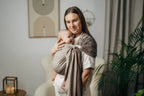 My First Ring Sling, Herringbone Weave (100% cotton) - with gathered shoulder - LITTLE HERRINGBONE BABY CAFFE LATTE - standard 1.8m - Woven Baby    ring_slings    #