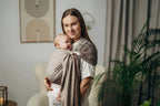 My First Ring Sling, Herringbone Weave (100% cotton) - with gathered shoulder - LITTLE HERRINGBONE BABY CAFFE LATTE - standard 1.8m - Woven Baby    ring_slings    #