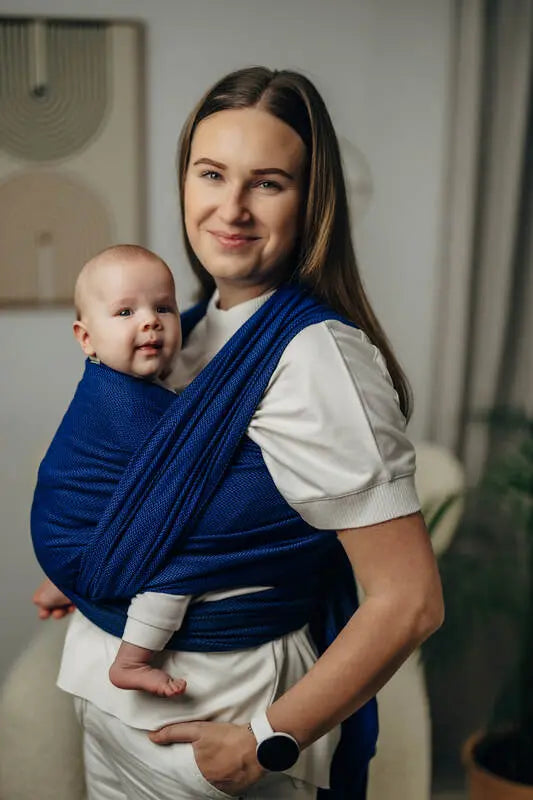 Baby Sling - COBALT, Herringbone Weave, 100% cotton - Woven Baby Size - XS   long_woven_wraps    #