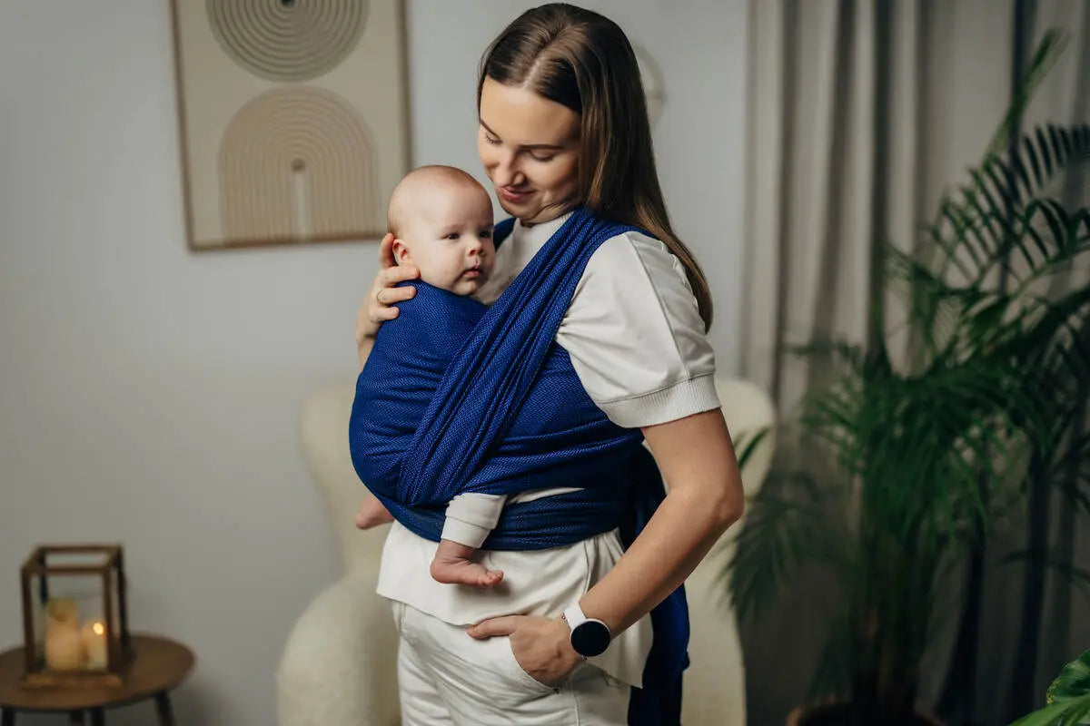 Baby Sling - COBALT, Herringbone Weave, 100% cotton - Woven Baby Size - XS   long_woven_wraps    #