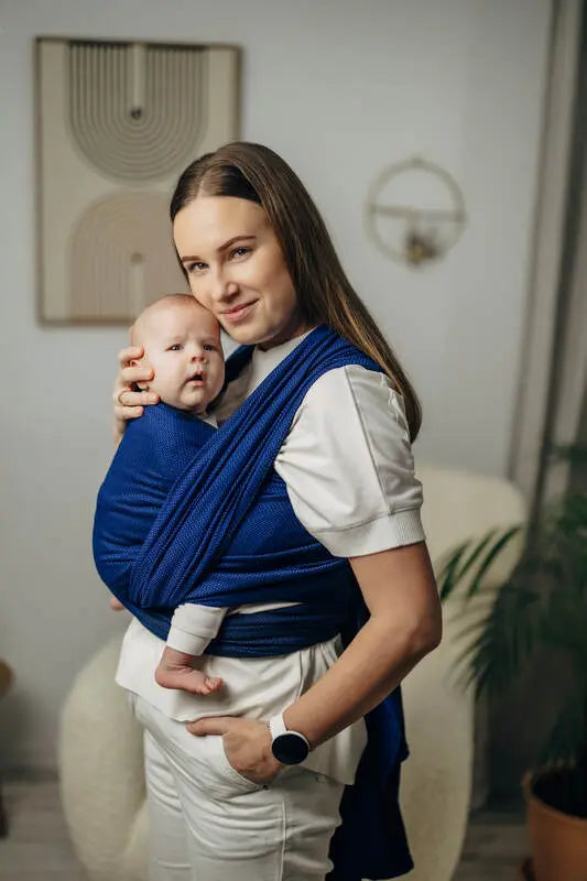 Baby Sling - COBALT, Herringbone Weave, 100% cotton - Woven Baby Size - XS   long_woven_wraps    #