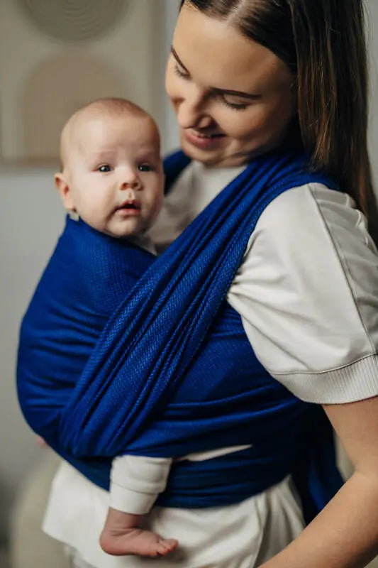 Baby Sling - COBALT, Herringbone Weave, 100% cotton - Woven Baby Size - XS   long_woven_wraps    #