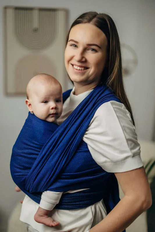 Baby Sling - COBALT, Herringbone Weave, 100% cotton - Woven Baby XS - 4   long_woven_wraps    #