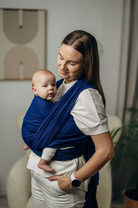Baby Sling - COBALT, Herringbone Weave, 100% cotton - Woven Baby XS - 4   long_woven_wraps    #