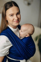 Baby Sling - COBALT, Herringbone Weave, 100% cotton - Woven Baby XS - 4   long_woven_wraps    #