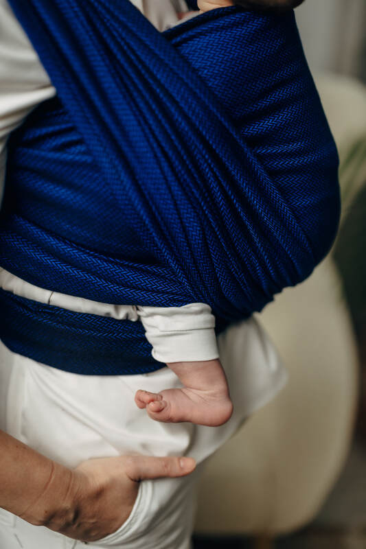 Baby Sling - COBALT, Herringbone Weave, 100% cotton - Woven Baby XS - 4   long_woven_wraps    #