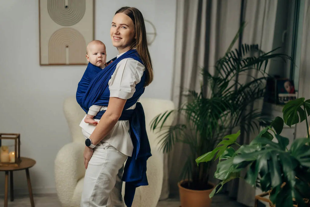 Baby Sling - COBALT, Herringbone Weave, 100% cotton - Woven Baby XS - 4   long_woven_wraps    #