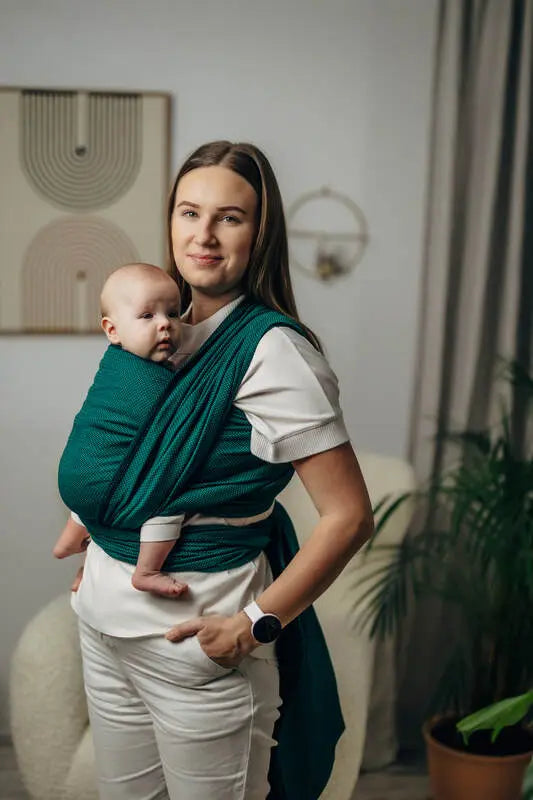 Baby Sling - EMERALD, Herringbone Weave, 100% cotton - Woven Baby Size - L-Size - M-Size - S-Size - XL-Size - XS   long_woven_wraps    #