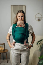 Baby Sling - EMERALD, Herringbone Weave, 100% cotton - Woven Baby XS - 4   long_woven_wraps    #