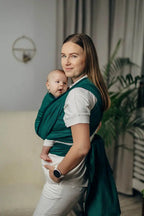 Baby Sling - EMERALD, Herringbone Weave, 100% cotton - Woven Baby XS - 4   long_woven_wraps    #