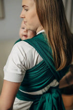 Baby Sling - EMERALD, Herringbone Weave, 100% cotton - Woven Baby XS - 4   long_woven_wraps    #