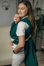Baby Sling - EMERALD, Herringbone Weave, 100% cotton (grade B) - Woven Baby L - 7   long_woven_wraps    #