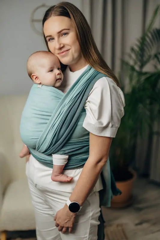 My First Baby Sling, Herringbone Weave (100% cotton) - LITTLE HERRINGBONE BABY MINT (grade B) - Woven Baby Size - L-Size - M   long_woven_wraps    #
