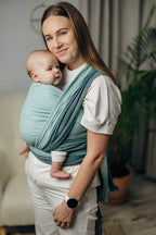My First Baby Sling, Herringbone Weave (100% cotton) - LITTLE HERRINGBONE BABY MINT (grade B) - Woven Baby M - 6   long_woven_wraps    #