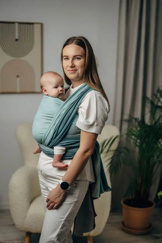 My First Baby Sling, Herringbone Weave (100% cotton) - LITTLE HERRINGBONE BABY MINT - Woven Baby Size - L-Size - M-Size - S-Size - XL-Size - XS   long_woven_wraps    #