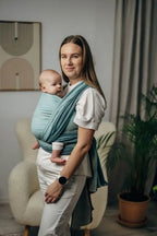 My First Baby Sling, Herringbone Weave (100% cotton) - LITTLE HERRINGBONE BABY MINT - Woven Baby XS - 4   long_woven_wraps    #