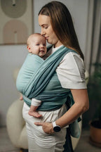 My First Baby Sling, Herringbone Weave (100% cotton) - LITTLE HERRINGBONE BABY MINT (grade B) - Woven Baby M - 6   long_woven_wraps    #