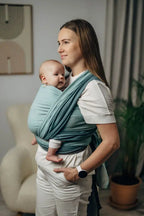 My First Baby Sling, Herringbone Weave (100% cotton) - LITTLE HERRINGBONE BABY MINT (grade B) - Woven Baby M - 6   long_woven_wraps    #
