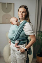 My First Baby Sling, Herringbone Weave (100% cotton) - LITTLE HERRINGBONE BABY MINT - Woven Baby XS - 4   long_woven_wraps    #