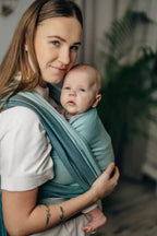 My First Baby Sling, Herringbone Weave (100% cotton) - LITTLE HERRINGBONE BABY MINT (grade B) - Woven Baby M - 6   long_woven_wraps    #