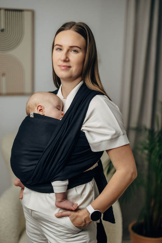 Baby Sling, Herringbone Weave (100% cotton) - LITTLE HERRINGBONE EBONY BLACK (grade B)