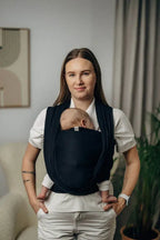 Baby Sling, Herringbone Weave (100% cotton) - LITTLE HERRINGBONE EBONY BLACK - Woven Baby XS - 4   long_woven_wraps    #